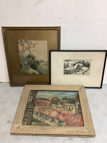 Various framed artwork(2 with signatures-largest 16in.x17.5in.)