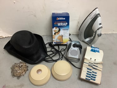 Black and Decker iron, Bed Buddy hot and cold wrap, Philips radio, and more