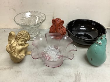 Nova Studio Ceramic Bowl, Various Statues, and Glass Bowls (Tallest - 8.5in)