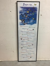 Framed Butterfly Themed Wall Decor (12inx36in)