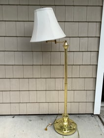 MCM Vintage Brass Floor Lamp with Shade (56in Tall)