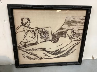 Framed stitchwork art(16in.x17.5in.)