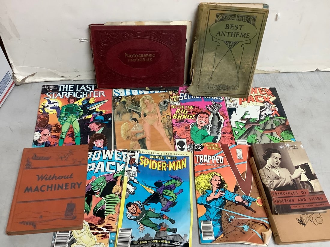 Vintage Books(Best Anthems, Without Machinery, etc) and Comics (Spiderman, The Last Starfighter, (1 of 1)