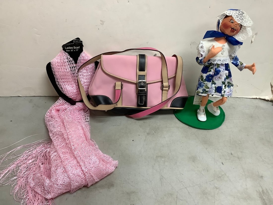 Annalee doll (14in tall), coach bag and lady scarf (1 of 1)