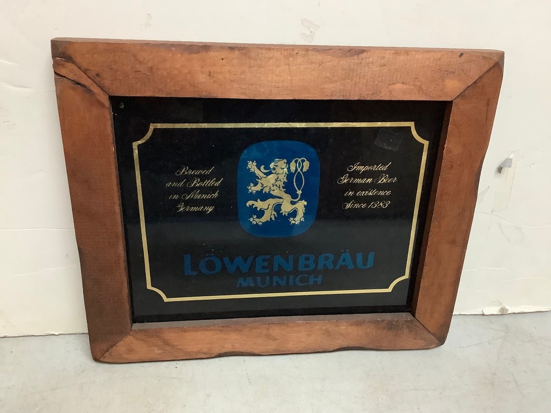 Framed LOWENBRAU MUNICH german bar sign 10x12 (1 of 1)