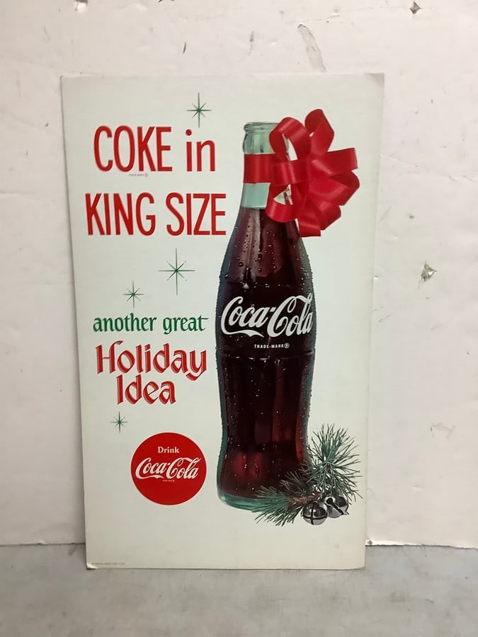 Vintage litho Coca-Cola cardboard sign(27in.x16in.) (1 of 1)