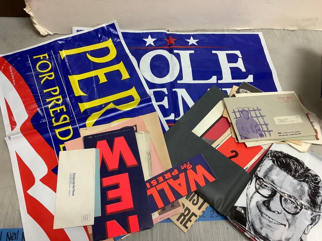 Vintage political lot(brochures, bumper sticker, and more): Vintage political lot(brochures, bumper sticker, and more)