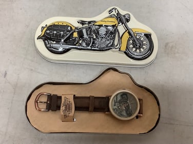Harley Davidson collectible watch in tin