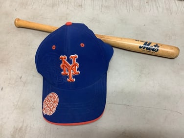 2013 Mets all star game hat and 1990 Mets wooden bat(18in.long)