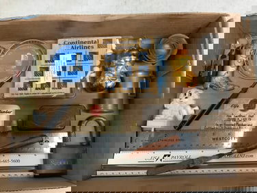 Continental airlines peg game, United Nations small plate(3in.across), rulers, and more