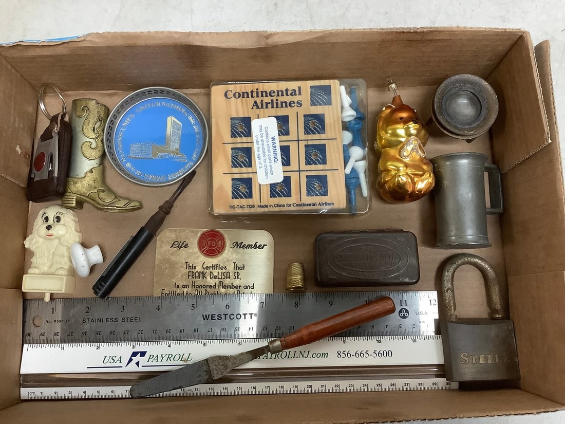 Continental airlines peg game, United Nations small plate(3in.across), rulers, and more (1 of 1)