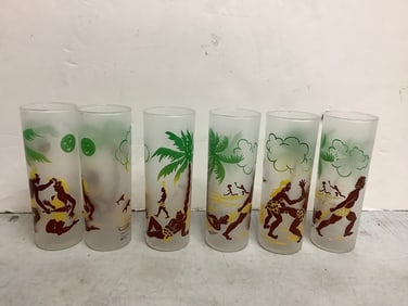 Set of MCM drinking glasses(6 total-7in.tall)