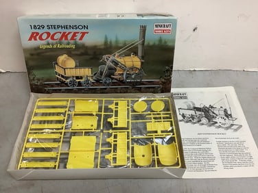 Vintage Minicraft Model 1829 Stephenson Rocket Open Bot - Complete Set