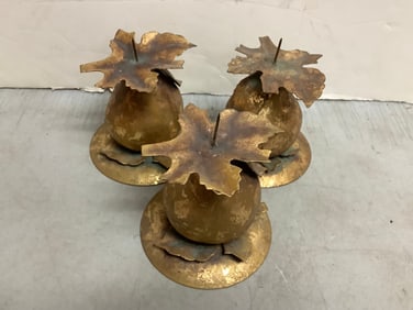 3 Vintage Dept 56 Pear Candle Holders (5.5in Tall)