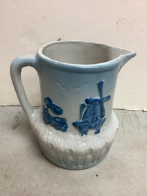 Antique Brush McCoy Stoneware Pitcher Windmill (7in tall)