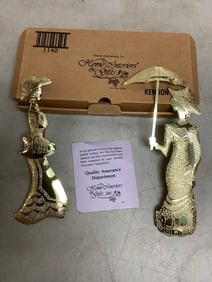 2 VTG Home Interiors Lady Silhouettes MCM Brass Wall Hangings (Longest - 10in)
