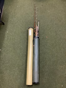 Vintage Fishing Rods with Rod Caddy (75in Long)