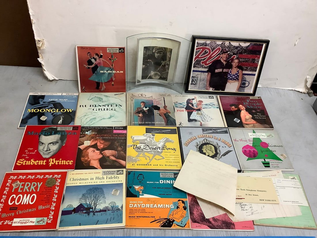 Framed Photographs, Vintage 45s(Mario Lanza, Perry Como, George Williams, etc) and more (1 of 1)