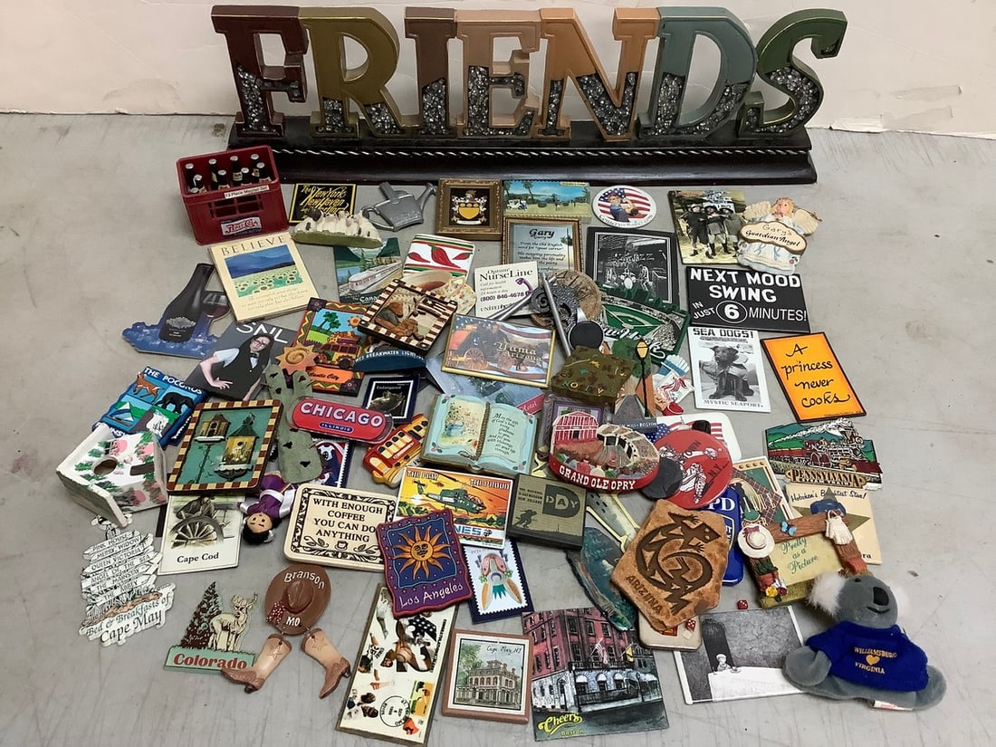 Friends Display Piece (6in Tall)and Vintage Souvenir Magnets (1 of 1)