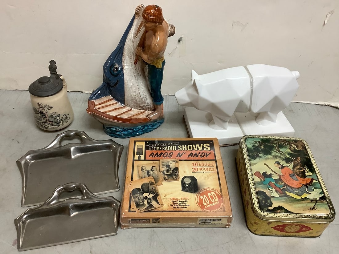 Ceramic decanter, vintage stein, bear statue, and more(11.5in.tallest) (1 of 1)