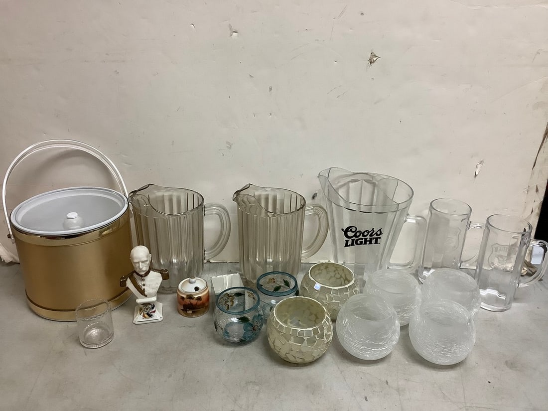 Drinking glass mugs, ice bucket, pitchers, and more(tallest 12in.) (1 of 1)
