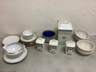 1904 Cadillac collectible plate, wooden kitchen bowls set, decorative pitcher(8in.tall), and more