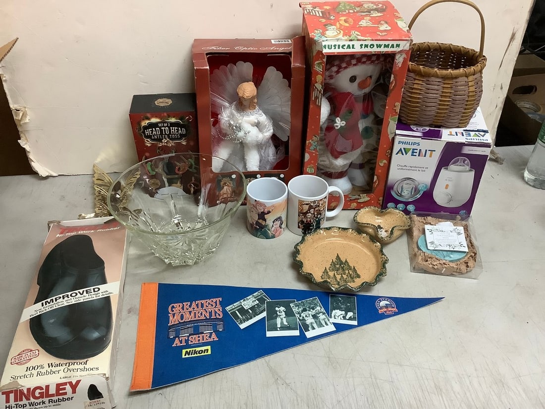 Philips baby bottle warmer, Mets banner, musical snowman, wicker basket(9in.tall),and more: Philips baby bottle warmer, Mets banner, musical snowman, wicker basket(9in.tall),and more