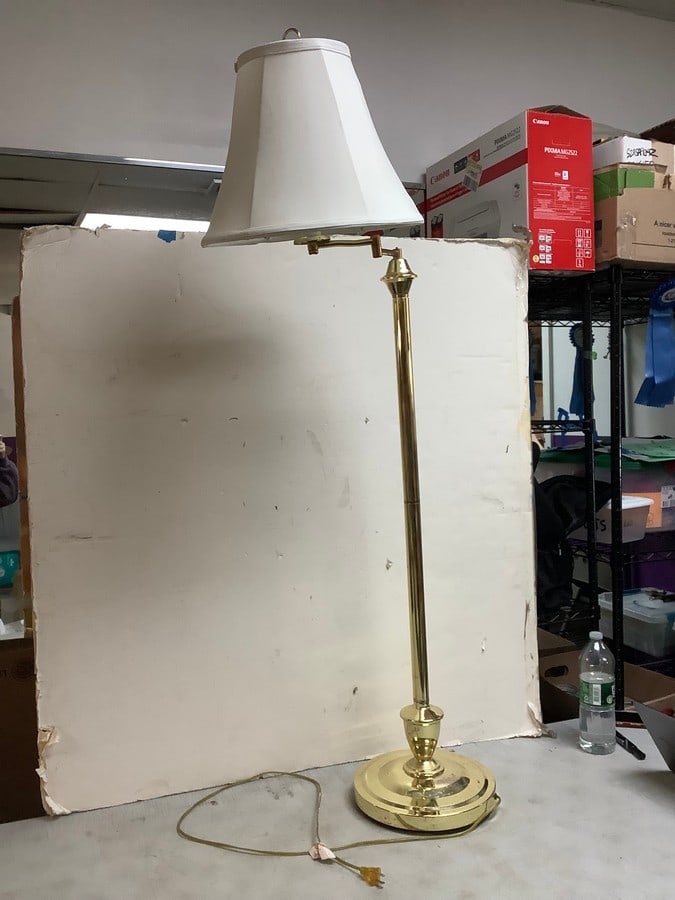 MCM Vintage Brass floor lamp with shade(56in.tall) (1 of 1)