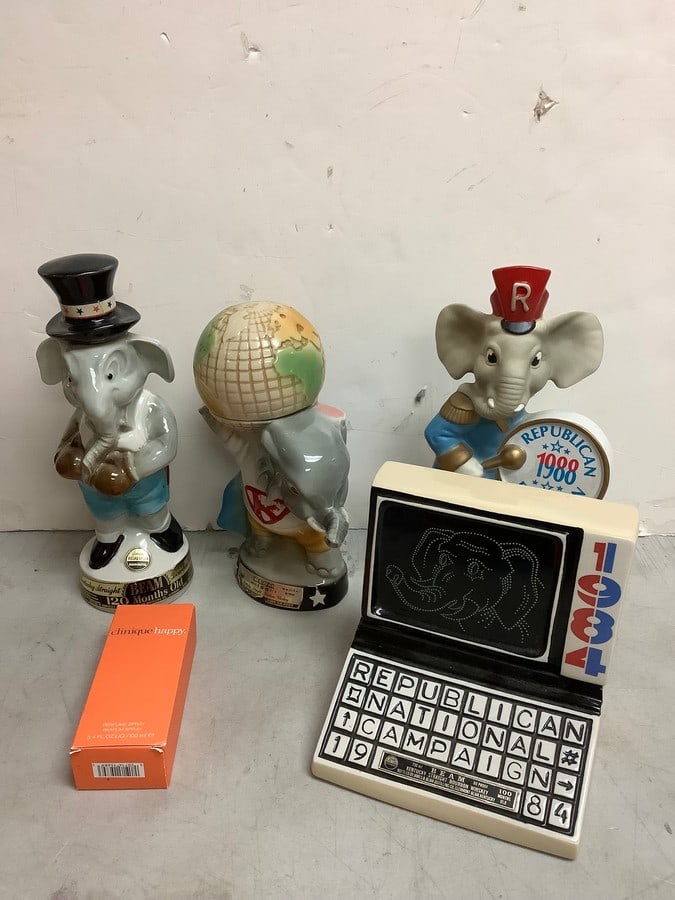 Ciique women's happy perfume spray(3.4Fl.Oz.)and empty vintage Beam decorative liquor (1 of 1)