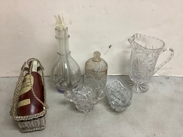 Glass Vases, Jars, Ceramic Candle Holders, Bowls, Glass Punch Bowl and more (Tallest - 10in)