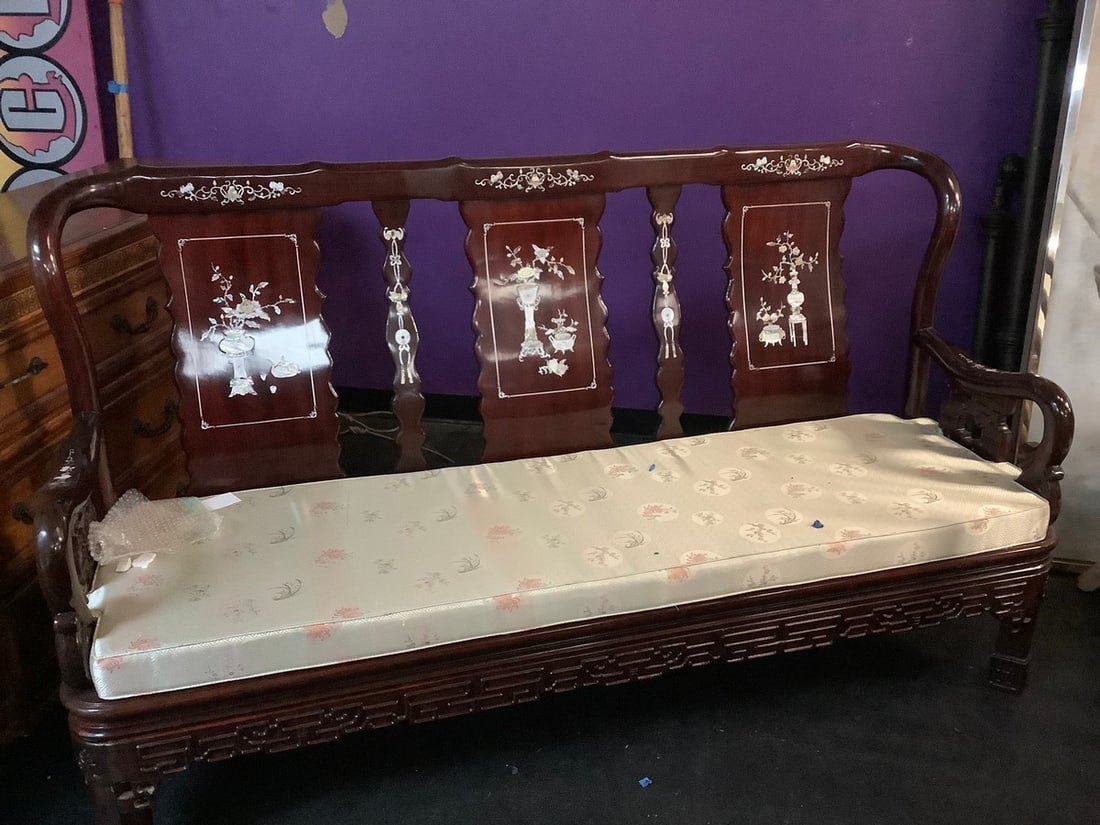 Asian Oriental Style Rosewood Bench (6ft Long) (1 of 1)