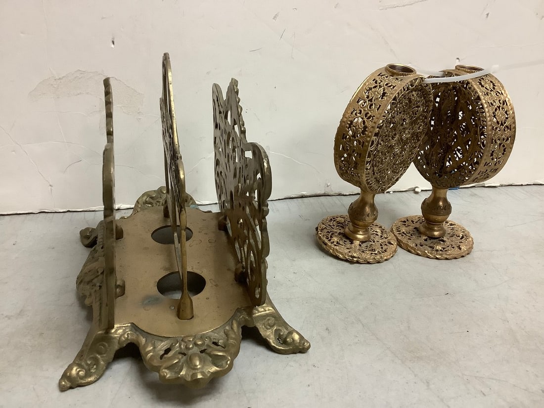 Antique perfume bottle bases, brass napkin holder (7.5in.tall) and more (1 of 1)