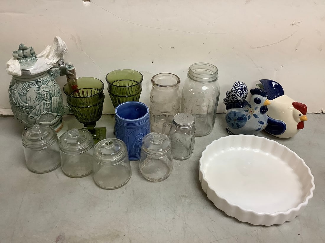 Oven safe dish, Christopher Columbus stein(9.5in.tall), Temp-tations ceramic spoon holder set, and (1 of 1)