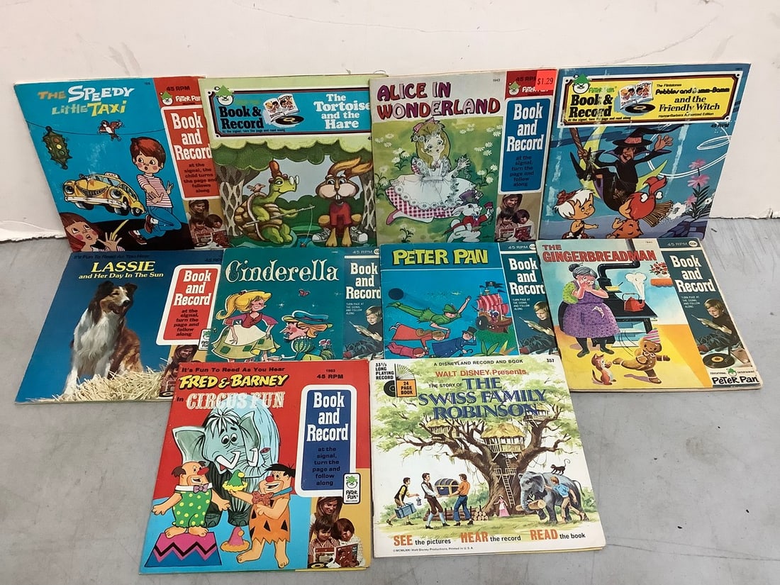 Vintage book and record collectible 45's(Alice in Wonderland, Cinderella, Peter Pan, and more) (1 of 1)