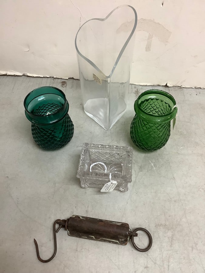 Costa Boda heart vase, Christmas light antique jars, and more(tallest 7in.) (1 of 1)