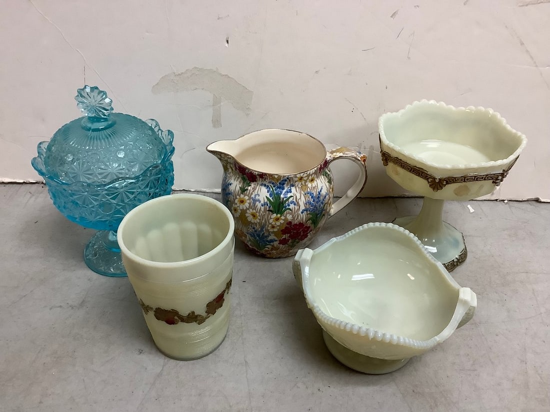 Glass candy dish, Royal Winton pitcher, and more(tallest 6.5in.) (1 of 1)