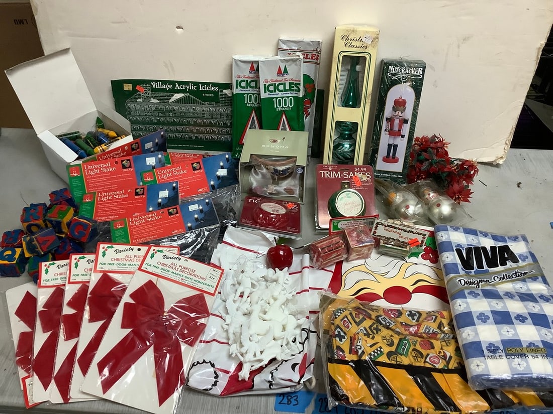 Universal light stakes, wood nutcracker, and other various Christmas decorations (1 of 1)