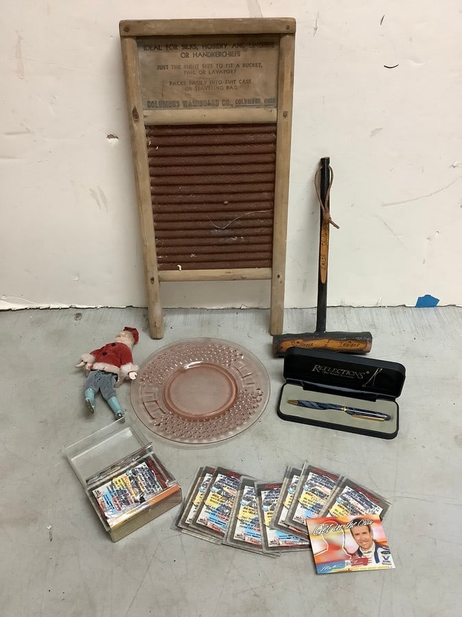 Reflections pen, collectible racing cards, vintage washboard(18in.tall), and more: Reflections pen, collectible racing cards, vintage washboard(18in.tall), and more