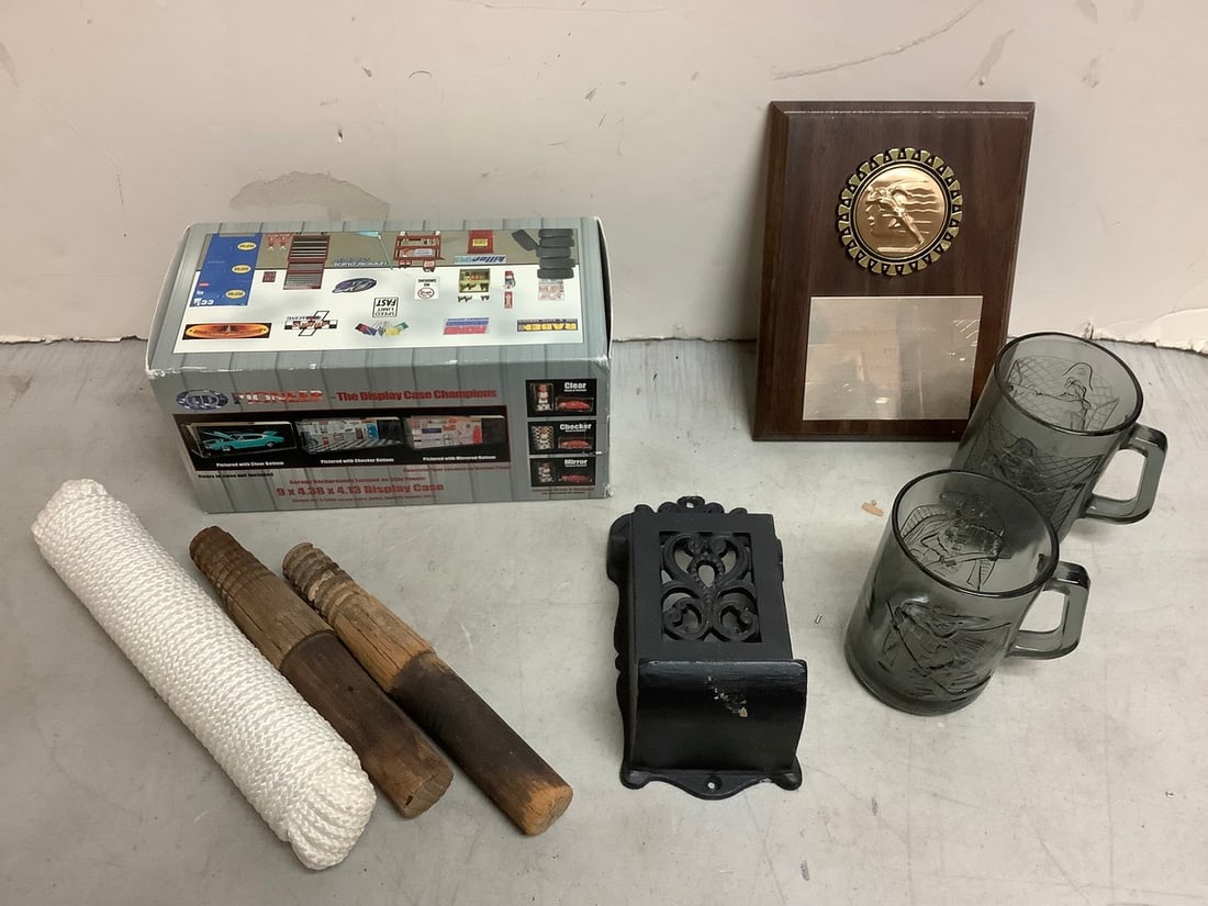 Pioneer Champions display case, 1993 coaches award wall plaque, McDonald's mugs, and more: Pioneer Champions display case, 1993 coaches award wall plaque, McDonald's mugs, and more