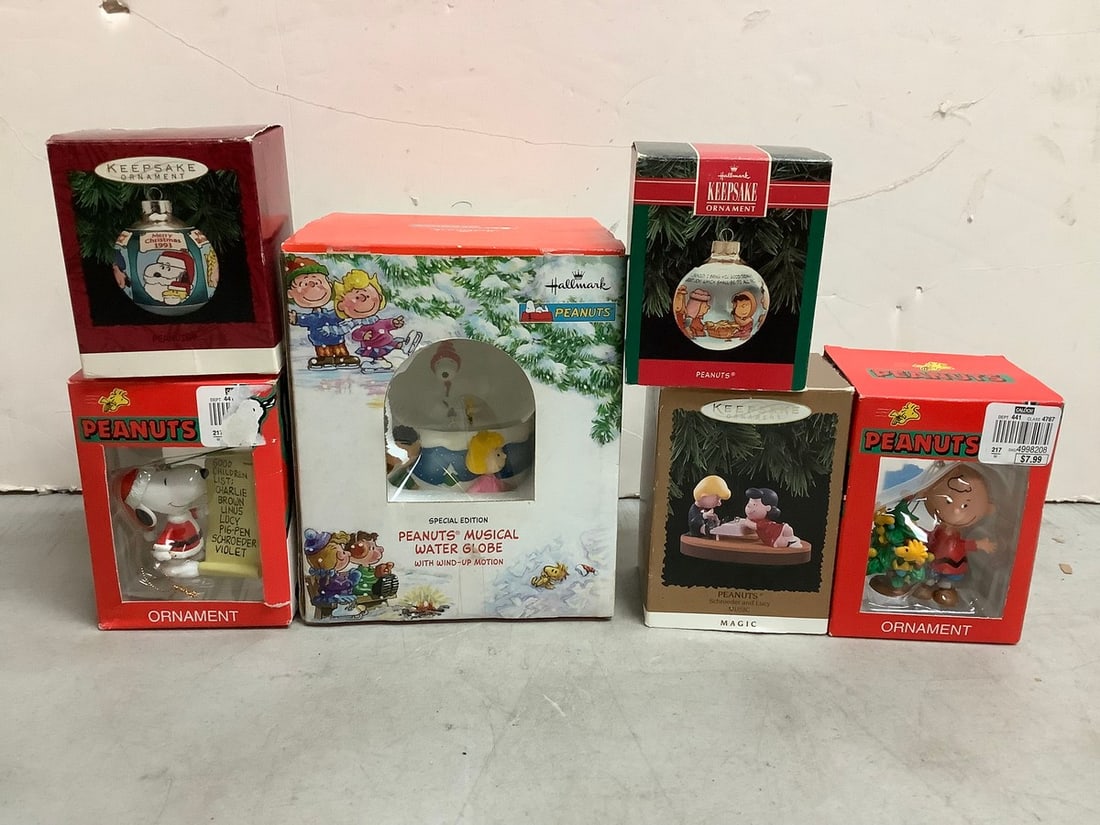 Various Hallmark Peanuts Ornaments and Peanuts Musical Water Globe (1 of 1)