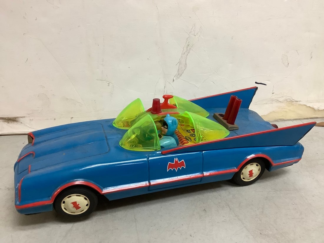 Aoshin tin Batman and Robin car(12in.x4.5in.x4in.) (1 of 1)