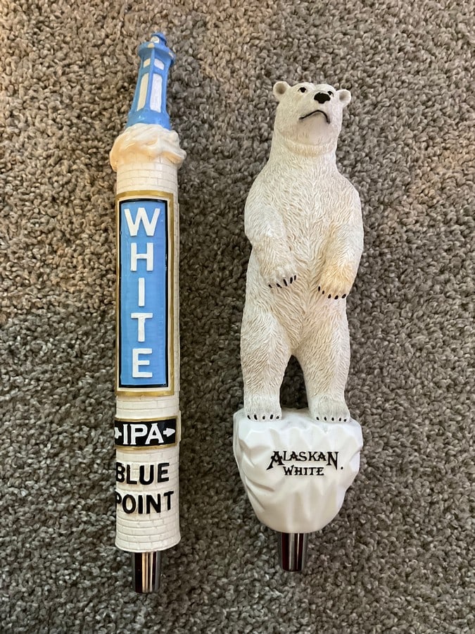 Lot of 2 Alaskan White and Blue Point Beer Tap (1 of 1)