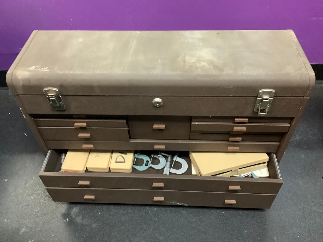 Vintage Kennedy Toolbox with Supplies/Machinest Tools Inside (18inx8.5inx26.75in) (1 of 1)