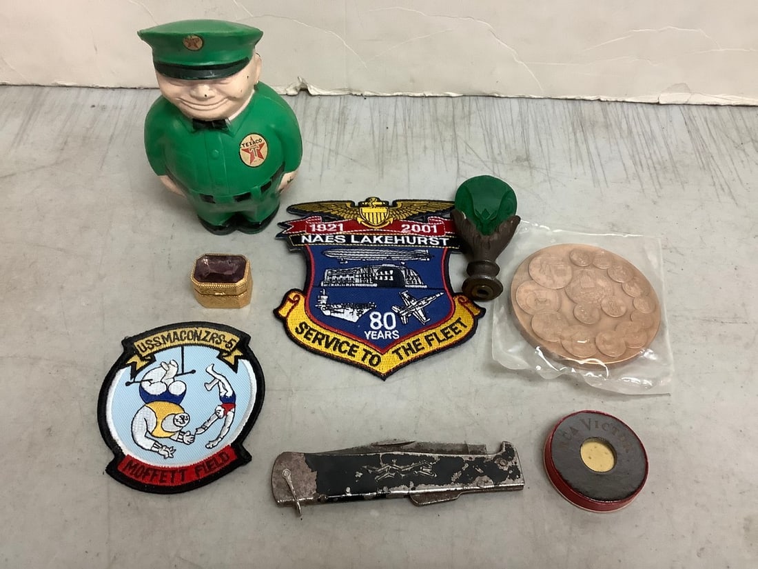 Texaco Figurine(5in Tall), Patches, Pocket Knife and more (1 of 1)