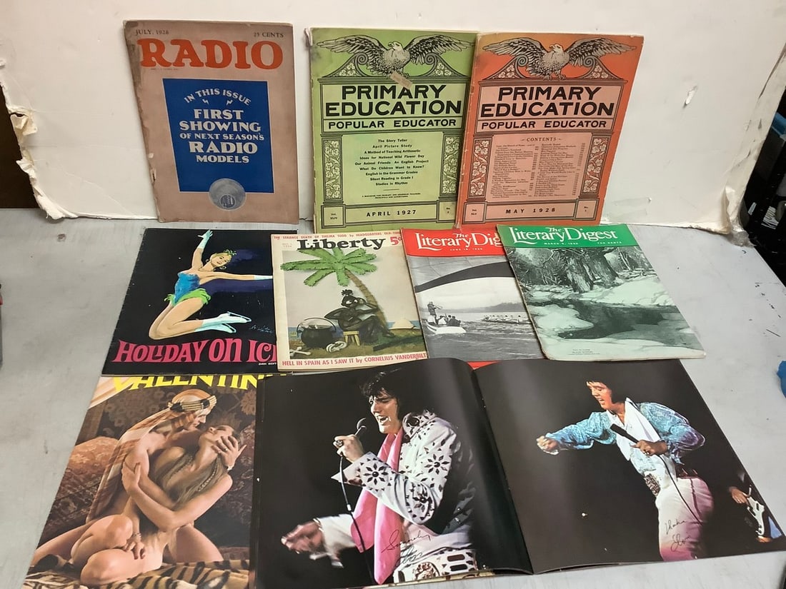 Vintage Magazines (The Literary Digest, Primary Education, etc), and Elvis Presley Photo Folio (1 of 1)