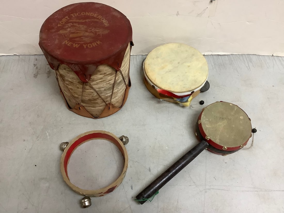 Vintage hand drums and tambourines(7in.tallest) (1 of 1)
