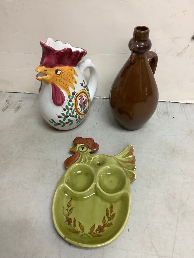 Ceramic rooster pitcher, decorative plate, and more(8.25in.tallest) (1 of 1)