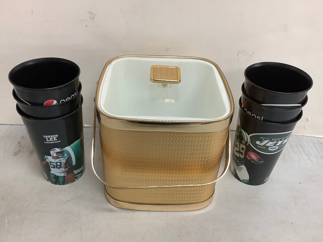 NY Jets Pepsi cups and MCM ice bucket(8.75in.tall) (1 of 1)