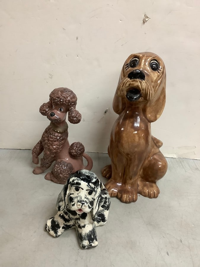 Handpainted Ceramic dog statues(15in.tallest) (1 of 1)