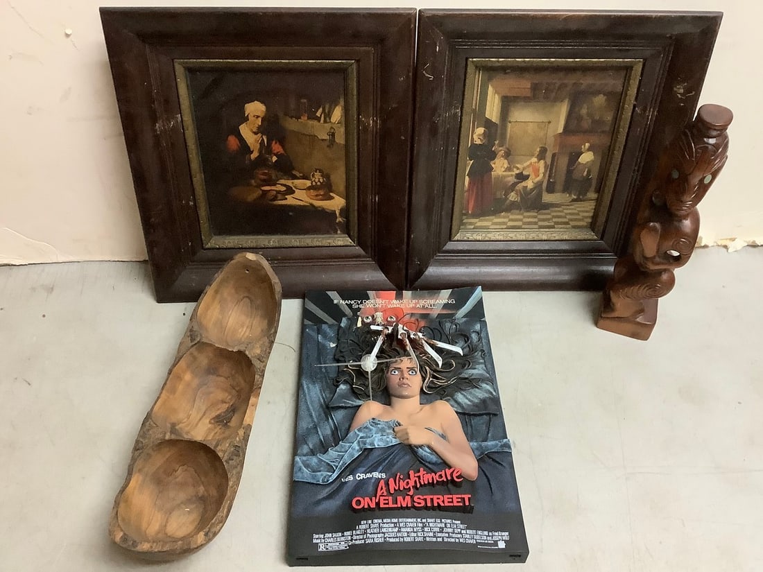 Vintage Framed Artwork, Wooden Statue (12in), A Nightmare on Elm Street Movie Wall Decor and more (1 of 1)